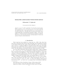 DIGRAPHS ASSOCIATED WITH FINITE RINGS Aleksandar T
