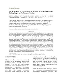 An Acute Bout of Self-Myofascial Release in the Form of Foam