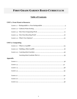 1st Grade Lesson Plans - Community and School Garden Program