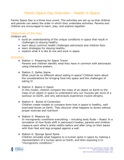 Family Space Day Overview &ndash; Health in Space