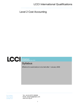 Level 2 Cost Accounting LCCI International Qualifications Syllabus