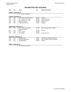 Tentative Rehearsal Calendar