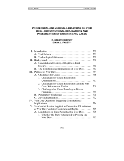 Procedural and Judicial Limitation on Voir Dire