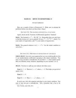 MATH 54 - HINTS TO HOMEWORK 13 Here are a couple of hints to