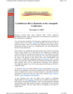 Condoleezza Rice`s Remarks at the Annapolis Conference