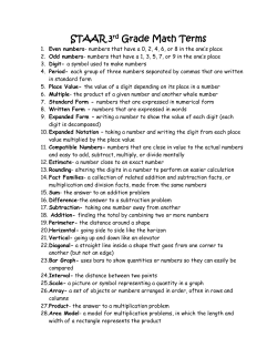 STAAR 3rd Grade Math Terms