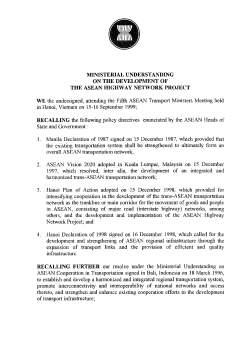 MINISTERIAL UNDERSTANDING ON THE DEVELOPMENT OF