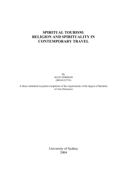 SPIRITUAL TOURISM: RELIGION AND SPIRITUALITY IN