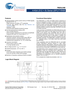 FM25L04B, 4-Kbit (512 &times; 8) Serial (SPI) F-RAM