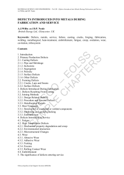 Defects Introduced into Metals During Fabrication and