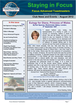 Staying in Focus - Focus Advanced Toastmasters Club