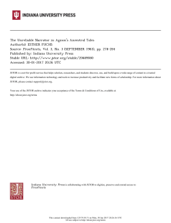 The Unreliable Narrator in Agnon`s Ancestral Tales