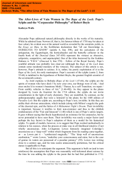 The After-Lives of Vain Women in The Rape of the Lock: Pope`s