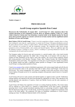 140825 Press Release Accell Group acquisition Comet