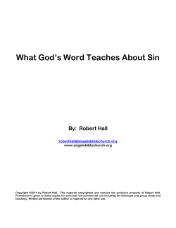PART ONE: Defining and Describing Sin