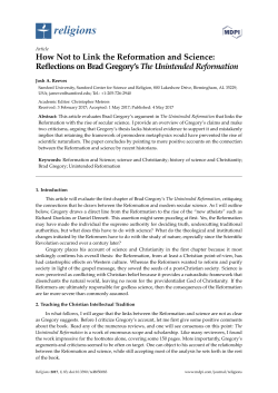 How Not to Link the Reformation and Science: Reflections on Brad