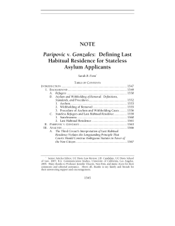 NOTE Paripovic v. Gonzales: Defining Last Habitual Residence for