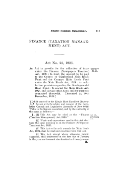 FINANCE (TAXATION MANAGE MENT) ACT. Act No. 23, 192G.