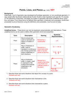 Points, Lines, and Planes (pp. 1 of 6) KEY