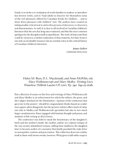 Helen M. Buss, D. L. Macdonald, and Anne McWhir, eds. Mary
