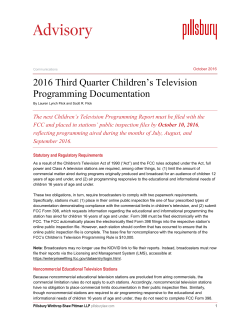 2016 Third Quarter Children`s Television Programming Documentation