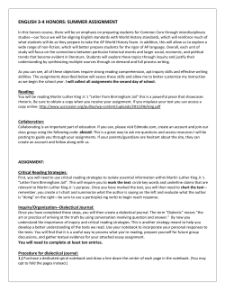 ENGLISH 3-4 HONORS: SUMMER ASSIGNMENT