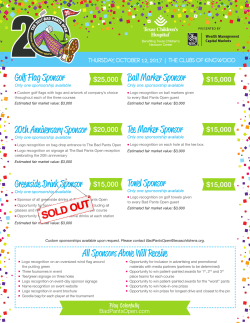 Sponsor Benefits - Give to Texas Children`s