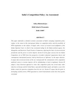 India`s Competition Policy: An Assessment