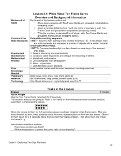 Lesson 2.1: Place Value Ten Frame Cards Overview and