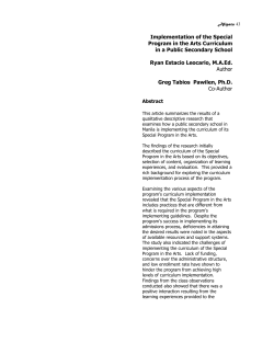 Implementation of the Special Program in the Arts Curriculum in a
