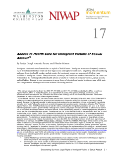 Access to Health Care for Immigrant Victims of Sexual Assault12
