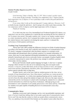 Student Weather Reports in an EFL Class Joseph Gondar Good