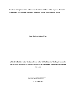 Teachers` Perceptions on the Influence of Headteachers` Leadership