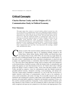 Charles Horton Cooley and the Origins of US Communication Study