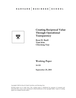 Creating Reciprocal Value Through Operational Transparency