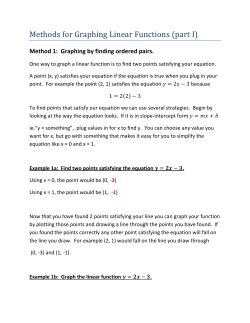 Methods for Graphing Linear Functions (part I)