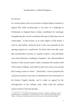 2008-10 Craigmyle-Lecture-Secularisation-a-Catholic
