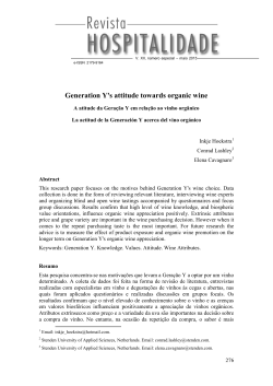 Generation Y`s attitude towards organic wine