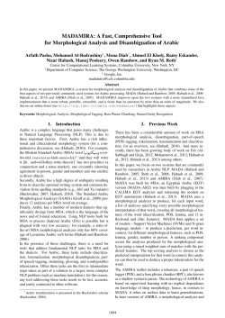 MADAMIRA: A Fast, Comprehensive Tool for Morphological