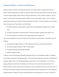 Intragastric Balloons &ndash; Summary and Publications: