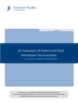 An Evaluation of Federal and State Homebuyer Tax Incentives