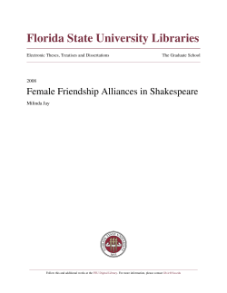 Female Friendship Alliances in Shakespeare - DigiNole!