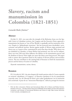 Slavery, racism and manumission in Colombia (1821
