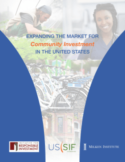 Expanding the Market for Community Investment in