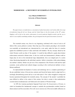 MODERNISM &ndash; A MOVEMENT OF EUROPEAN INTEGRATION