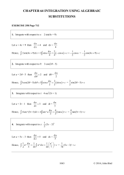 CHAPTER 64 INTEGRATION USING ALGEBRAIC SUBSTITUTIONS