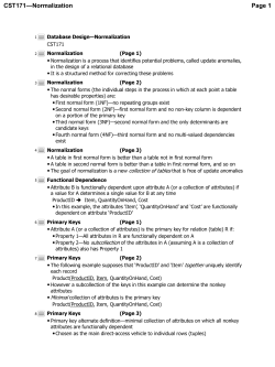 Database Design I: Normalization