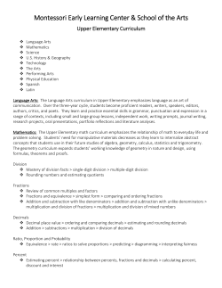Upper Elementary Curriculum - Montessori Early Learning Center
