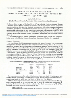 notes on temperature and snow conditions in the everest region in