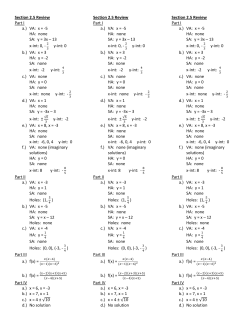 Section 2.5 Review Part I a.) VA: x =